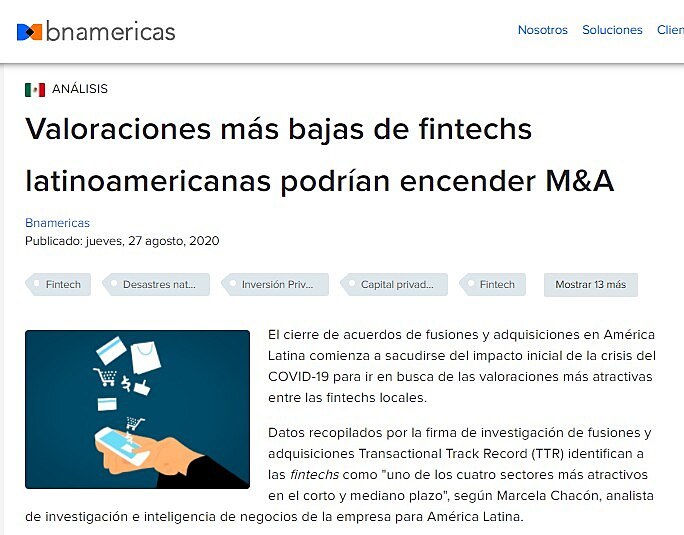 Valoraciones ms bajas de fintechs latinoamericanas podran encender M&A